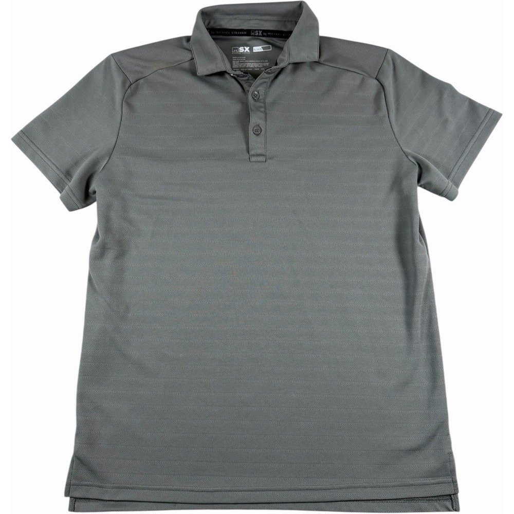 MSX by Michael Strahan Polo Shirt Mens XL Gray Ribbed Performance Short Sleeve
